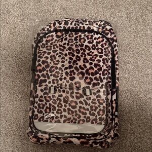 Leopard Print small backpack Accessory Pouch - Pink Brown